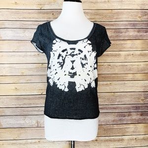 Free People We The Free Grey Burnout Striped Tee